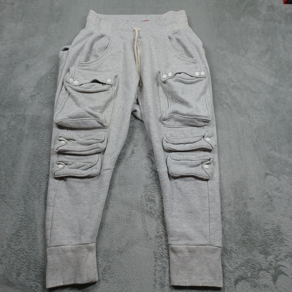 Moti Chasson Joggers Mens Small Gray Drop‎ Crotch Cargo Hip Hop Streetwear USA
